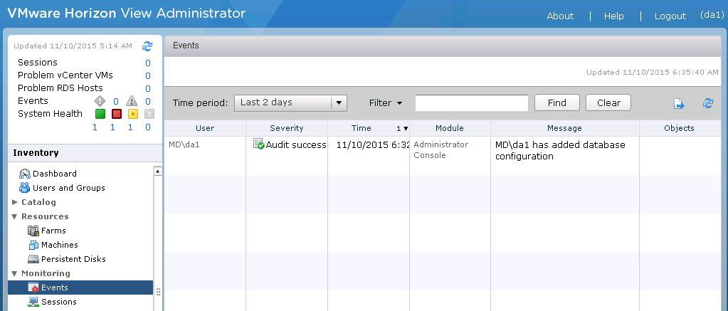 Configuring Horizon view Events database_6-min