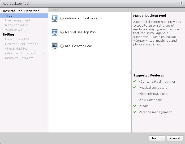 Creating View Manual Desktop Pool_2