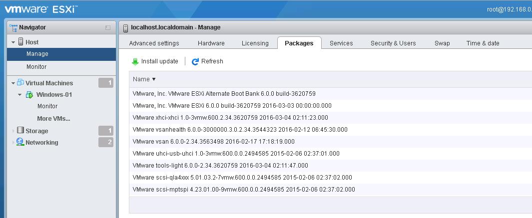 VMware Host Client -Manage