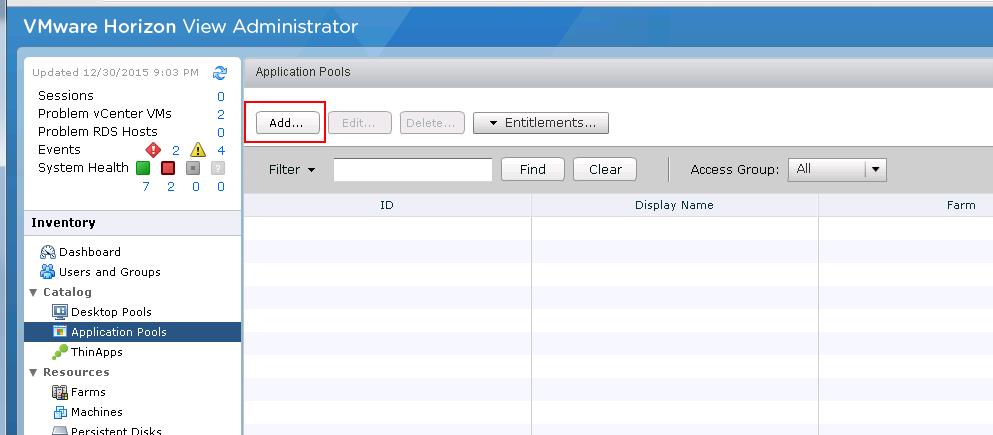 Creating RDS Hosted application pools