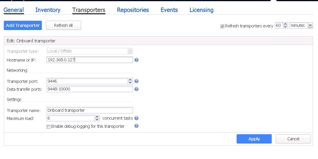 Configuring NAKIVO Backup & Replication Transporter-2