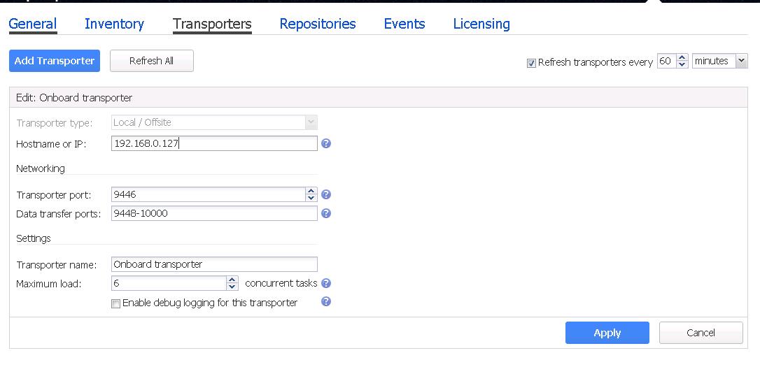 Configuring NAKIVO Backup & Replication Transporter-2