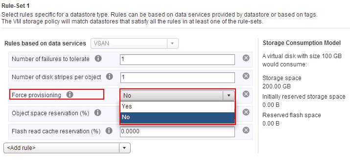 Virtual SAN storage policies