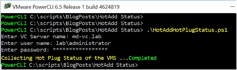 Memory Hot add & CPU Hot Plug status