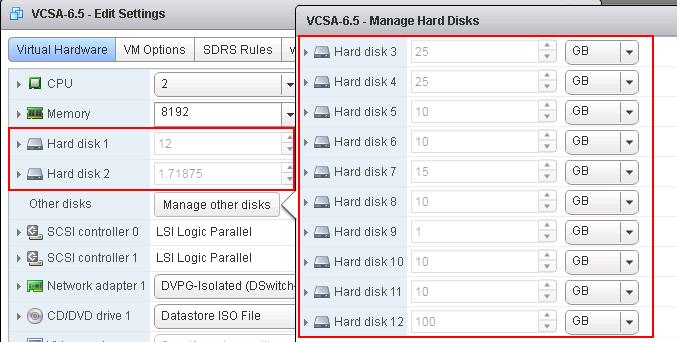 VCSA 6.5 VMDK Partitions & Mount Points