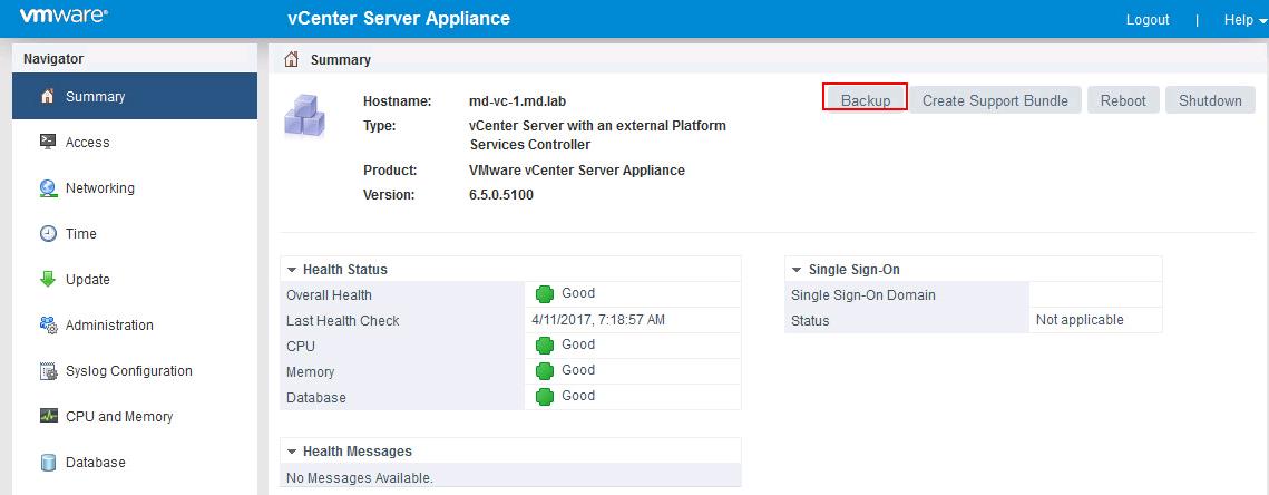 Backup And Restore VCSA 6