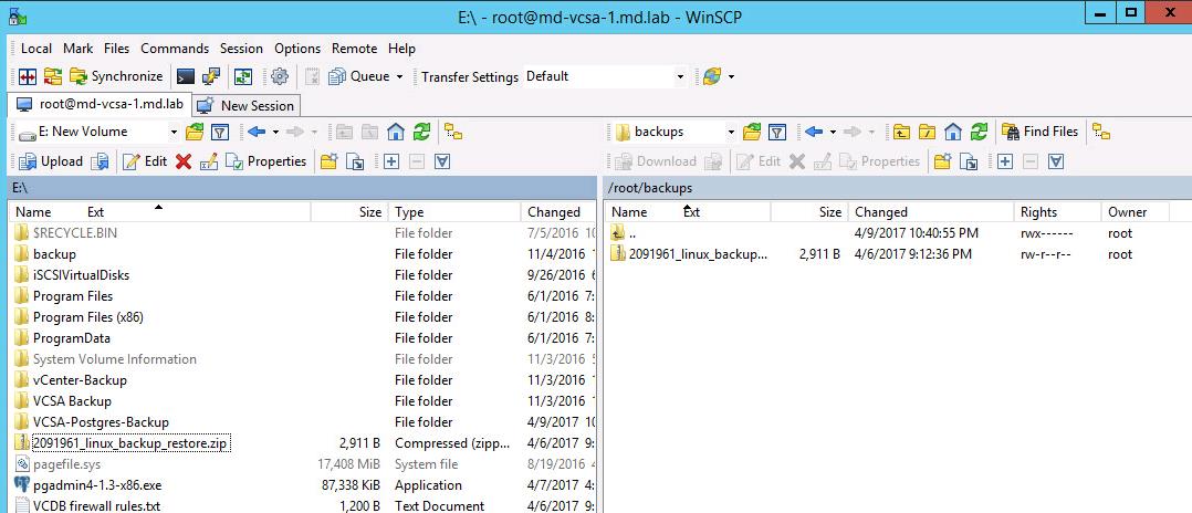 Backup vCenter Appliance 6.5 Embedded Postgres Database