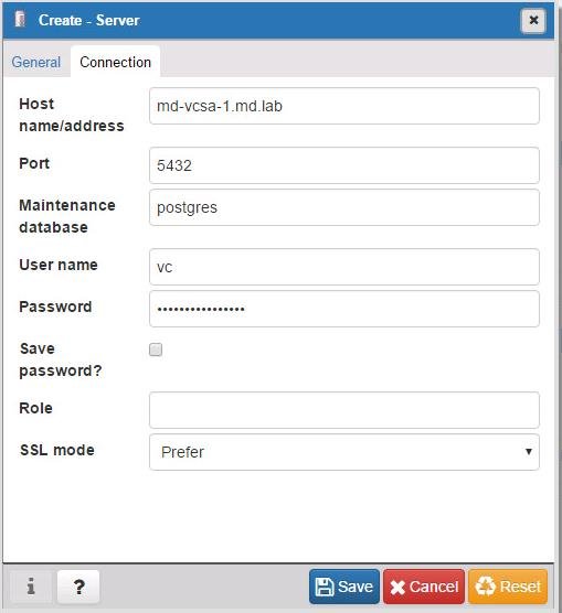 Manage vCSA Postgres Database using Pgadmin_6