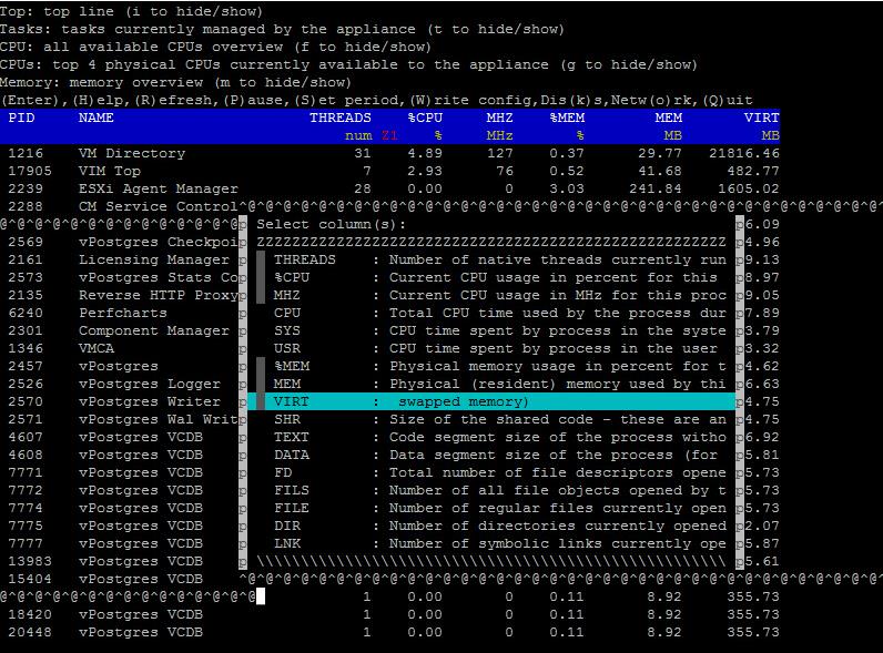 Monitor vCenter Server Appliance 6.5 performance using vimtop_2