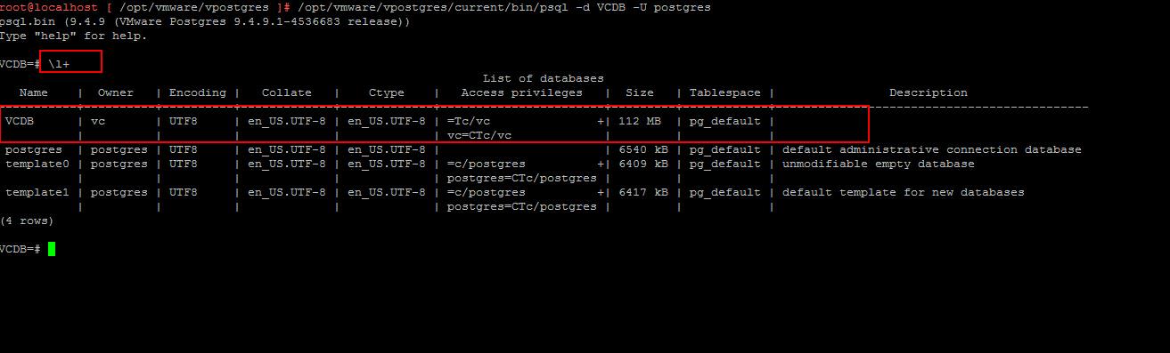 VCSA 6.5 Embedded VPostgres Database_4