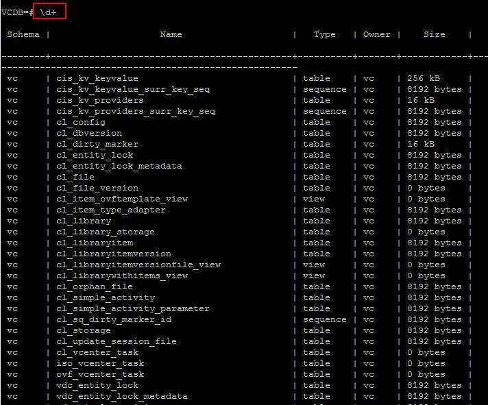 VCSA 6.5 Embedded VPostgres Database_5