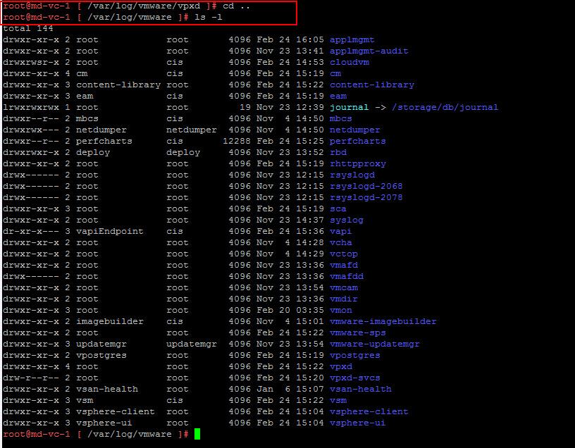 VCenter Server appliance Log File Location