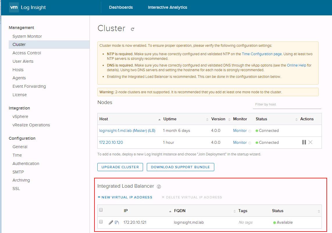 Enabling Log insight Integrated Load Balancer_4