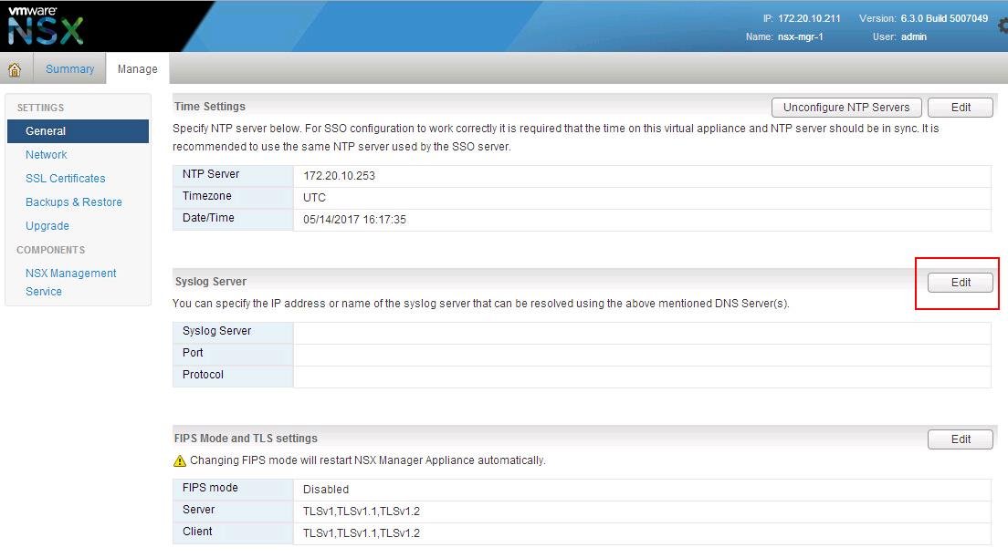 Forward NSX Manger logs to Log Insight_2