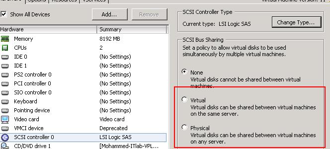 Virtual Machine Snapshot Limitation - Bus Sharing