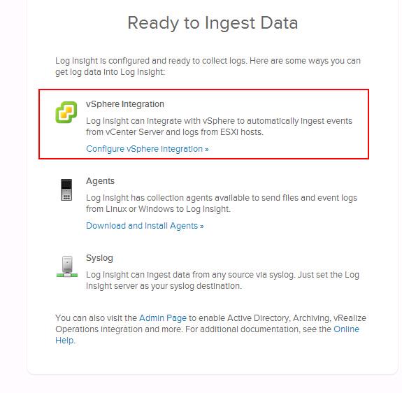 vSphere Integration with vRealize Log Insight