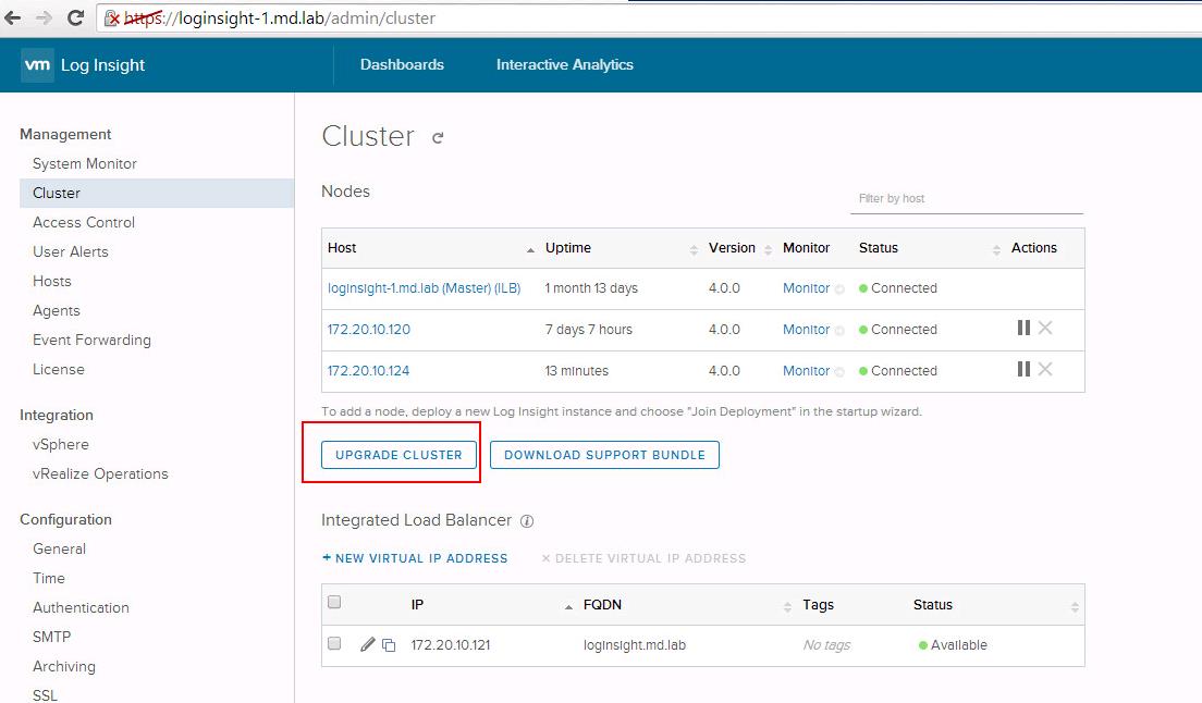 Upgrade vRealize Log Inisght Cluster_3