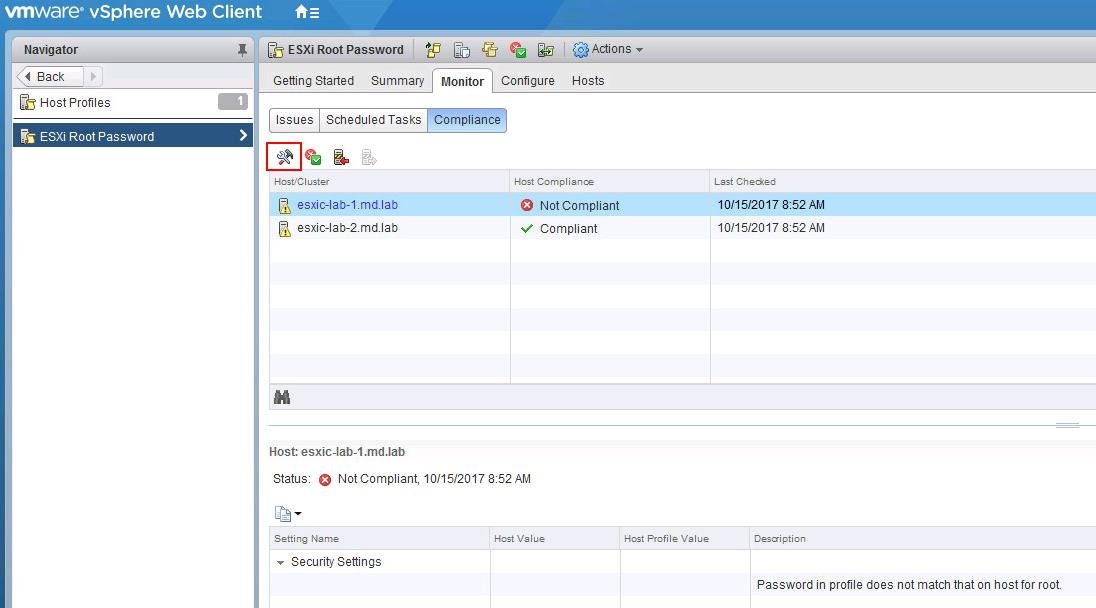 reset ESXi root Password using Host Profile