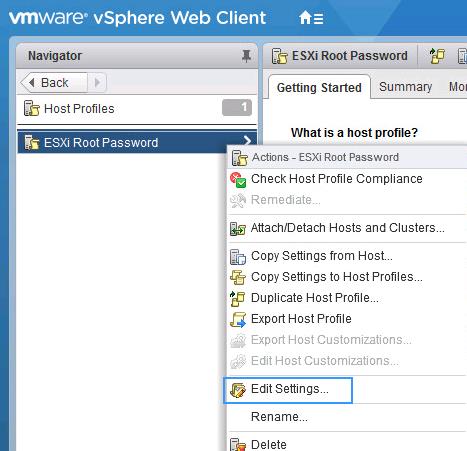 reset ESXi root Password using Host Profile