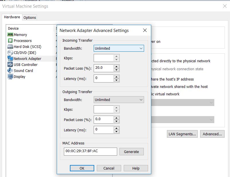 vmware workstation player 14 configure network