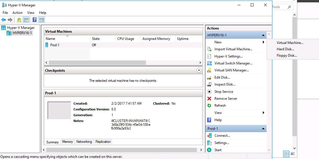 Create Virtual Machine in the Microsoft Hyper-V Server