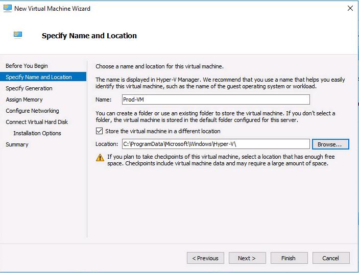 Create Virtual Machine in the Microsoft Hyper-V Server