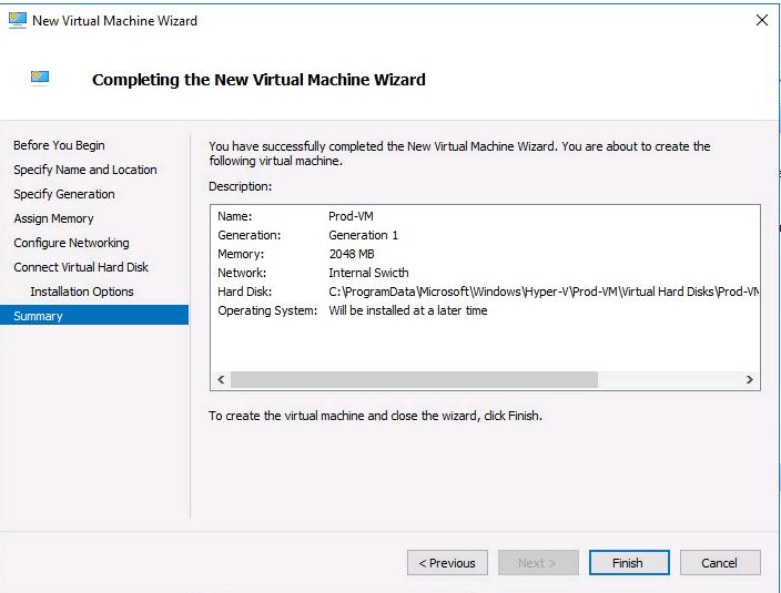 Create Virtual Machine in the Microsoft Hyper-V Server