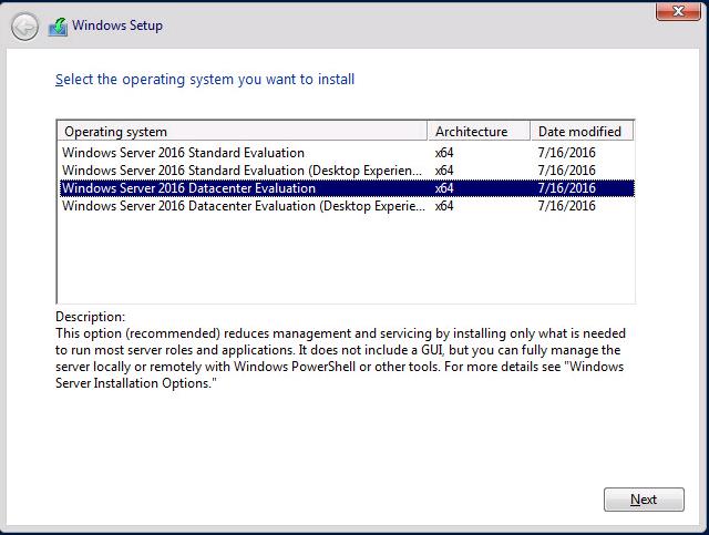 Windows Server Core 2016