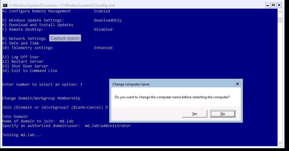 Join the Hyper-V Server into Active Directory Domain