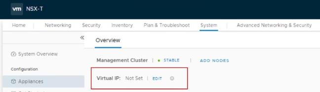 set VIP address for NSX-T Manager