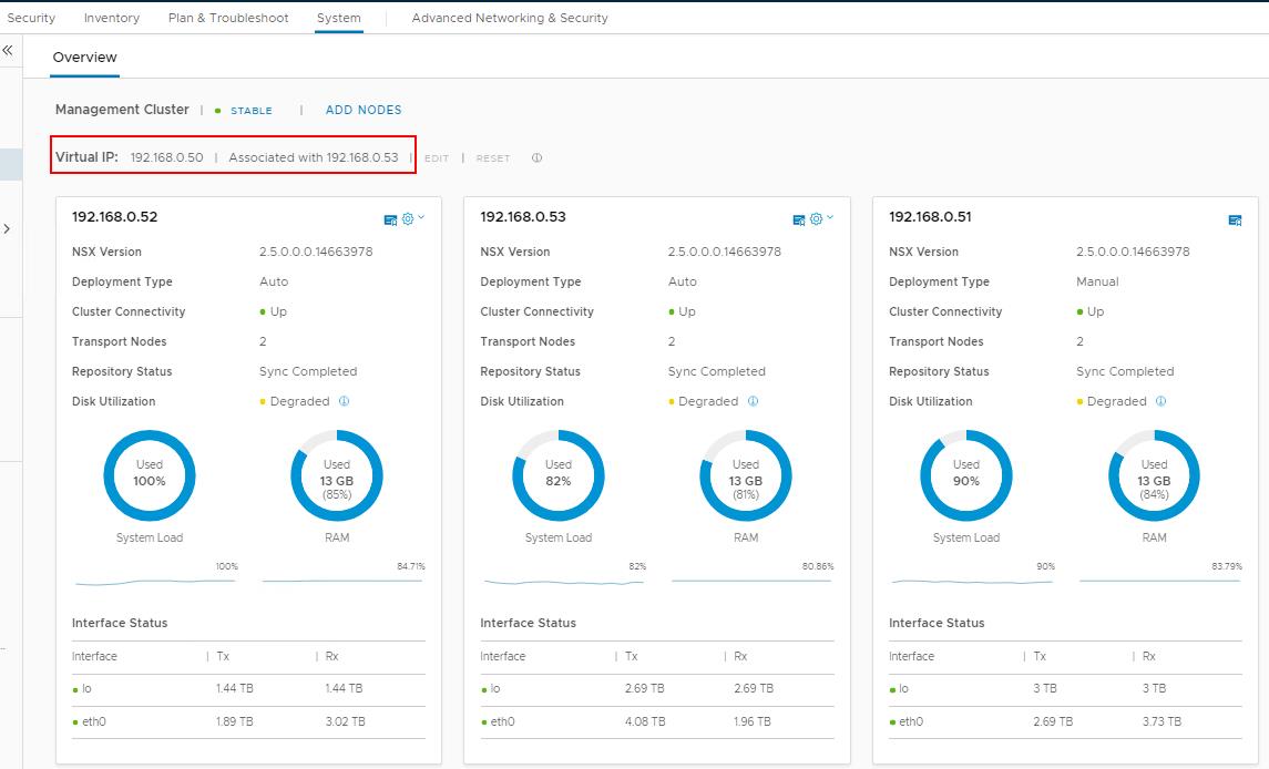 Validating associated VIP address for NSX-T Manager