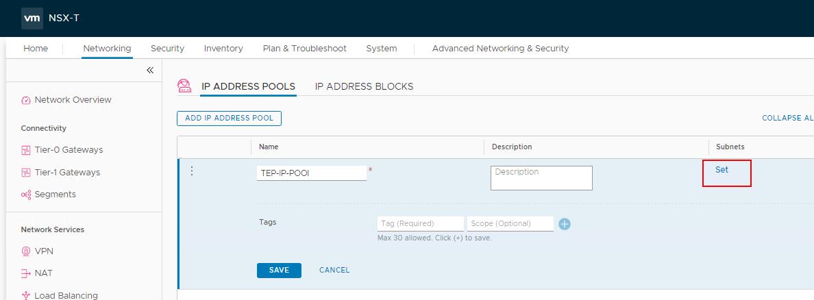 Create NSX-T IP Pool