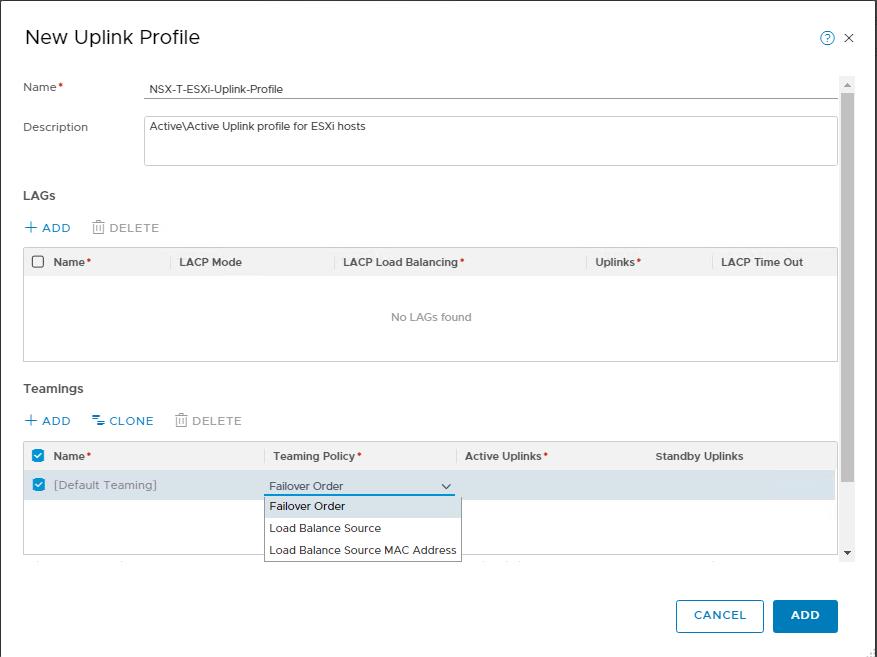 Create NSX-T Uplink Profile