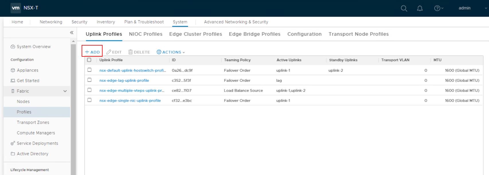 Default NSX-T Uplink Profile