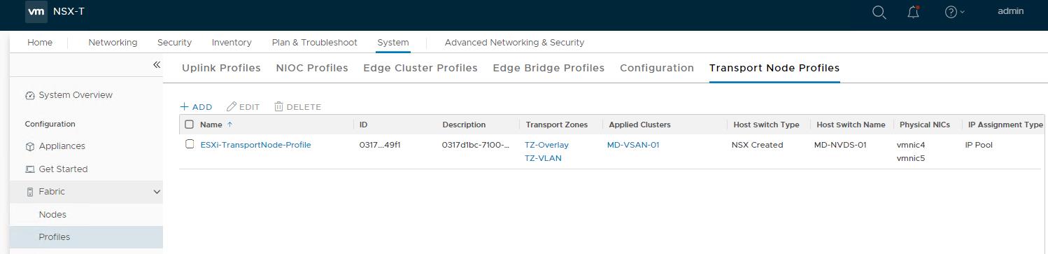 Create NSX-T Transport Node Profile