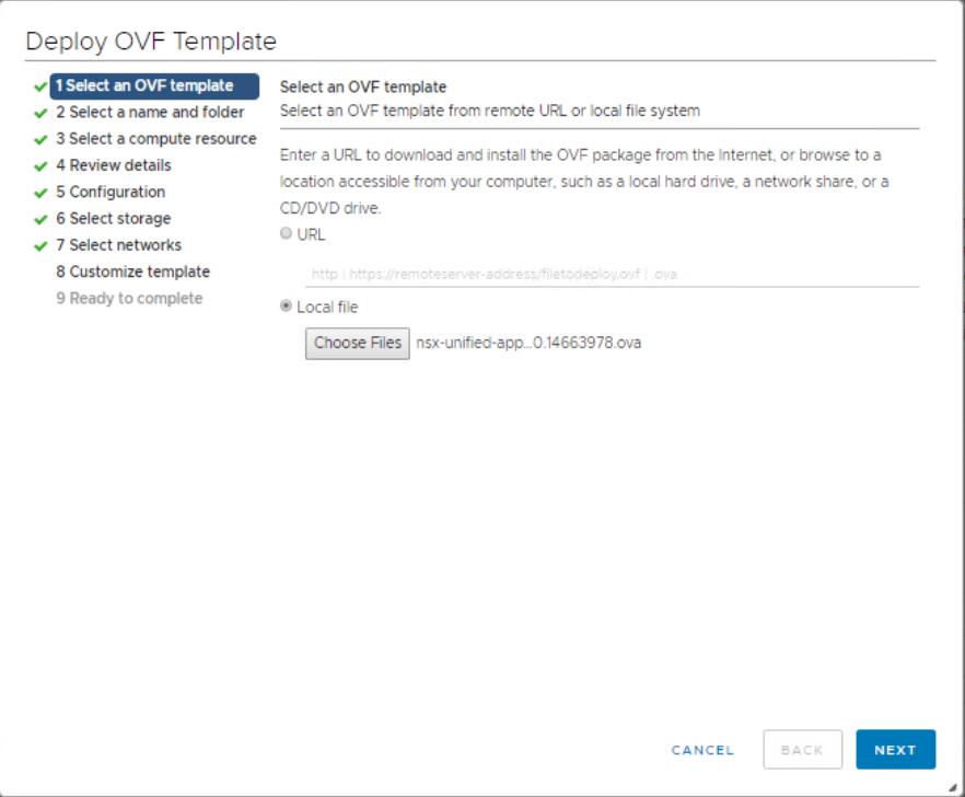 Select NSX-T Manager OVF File