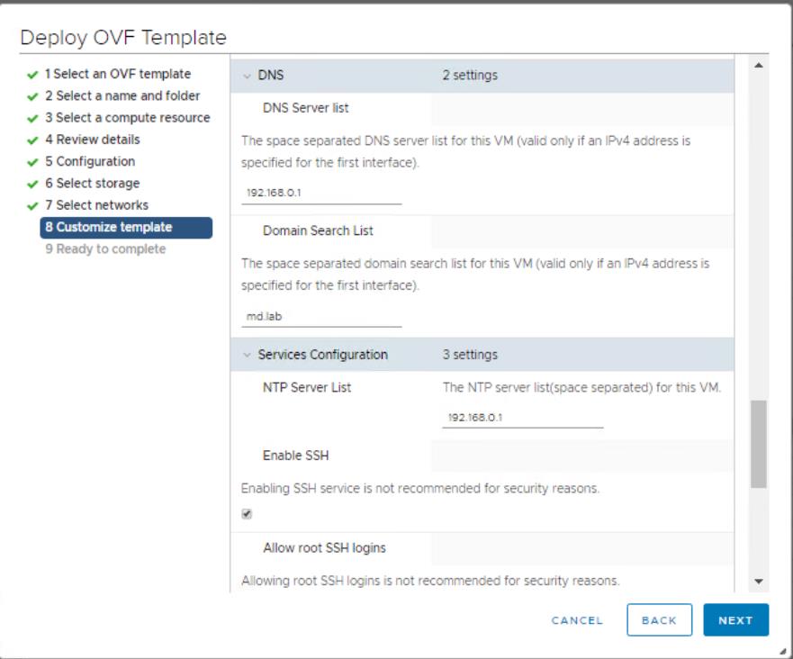 NSX-T manager services configuration