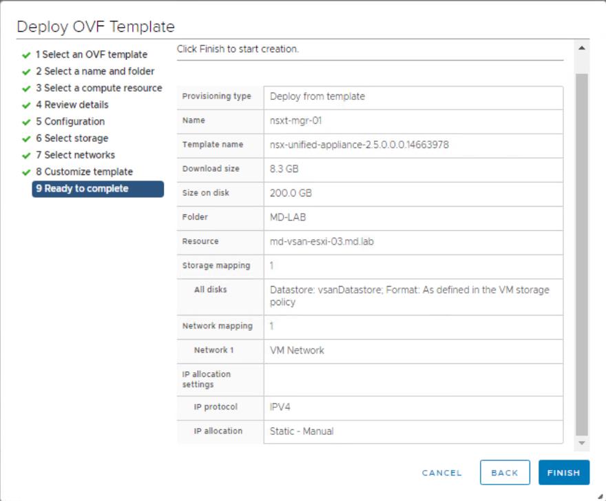 Review NSX-T manager unified appliance configuration