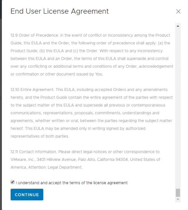 Accept End-user license agreement for NSX-T Manager