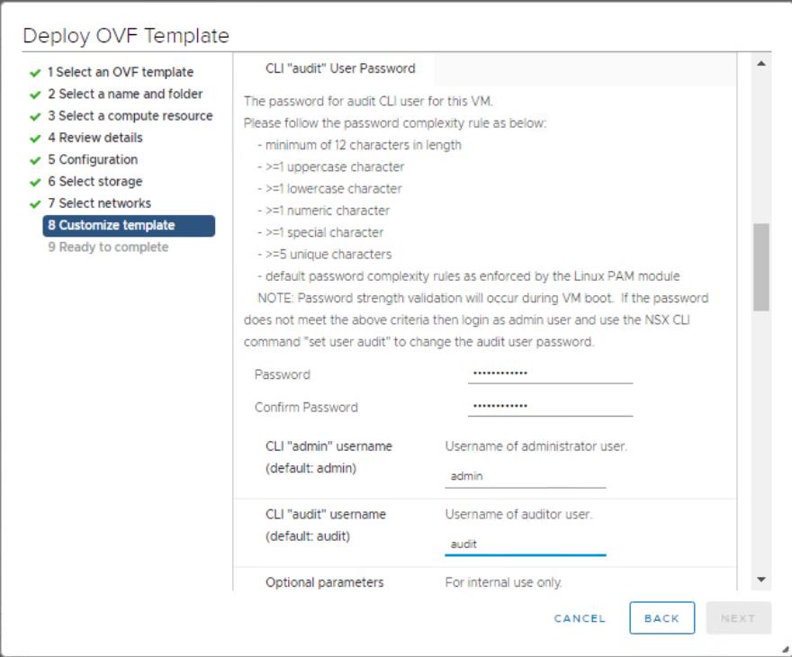 password for NSX-T manager appliance