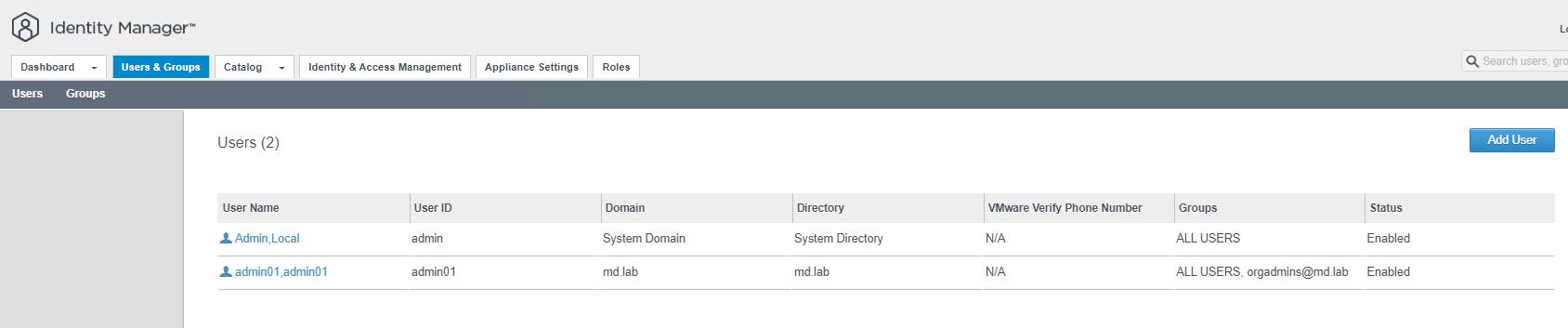 Add Active Directory Server to VIDM Users and groups