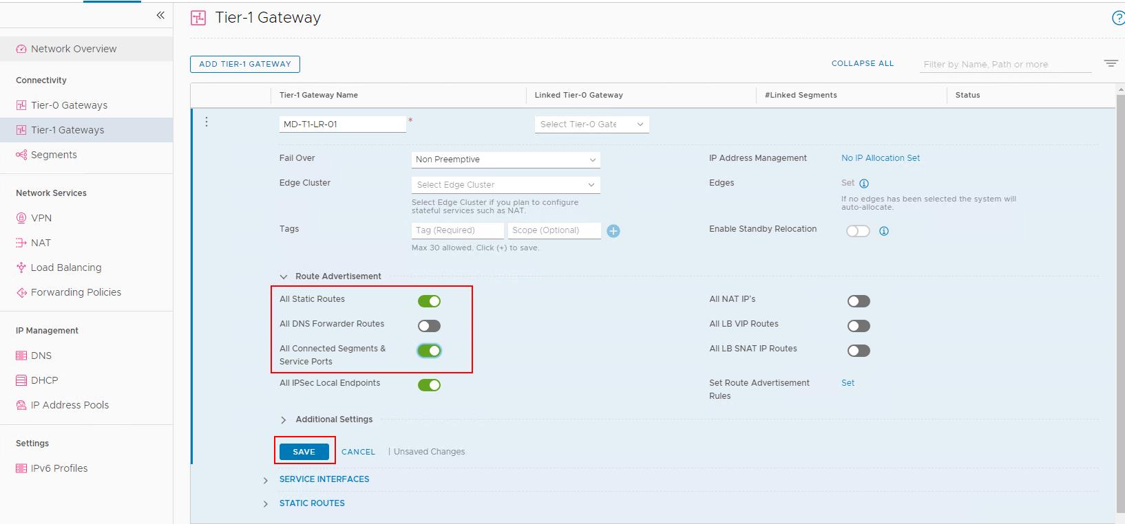 NSX-T Tier-1 Gateway