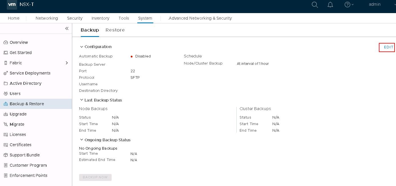 NSX-T Manager Backup