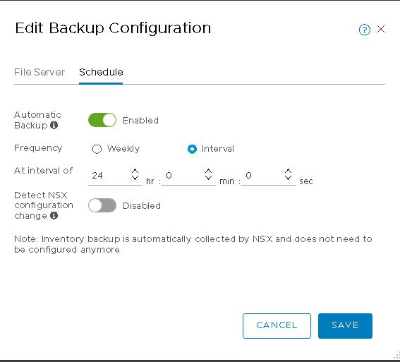 NSX-T Manager Backup schedule