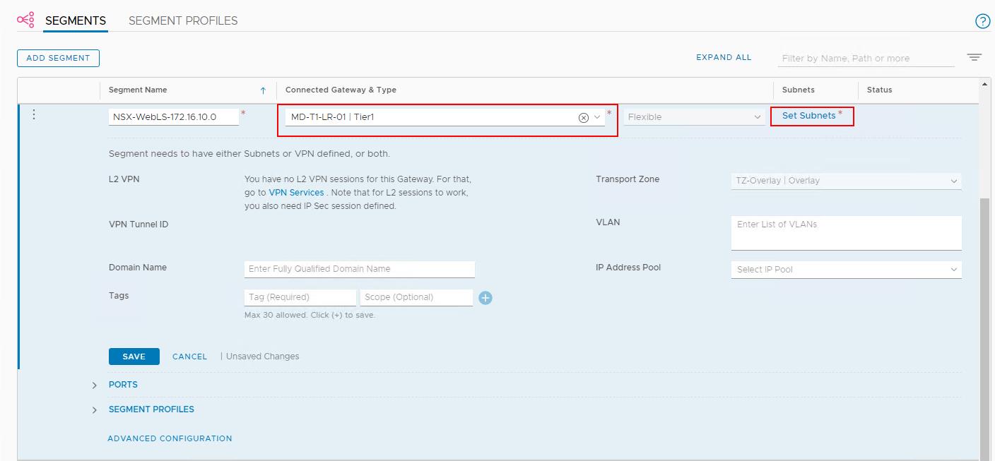 Connect NSX-T Segments with Tier-1 Gateway