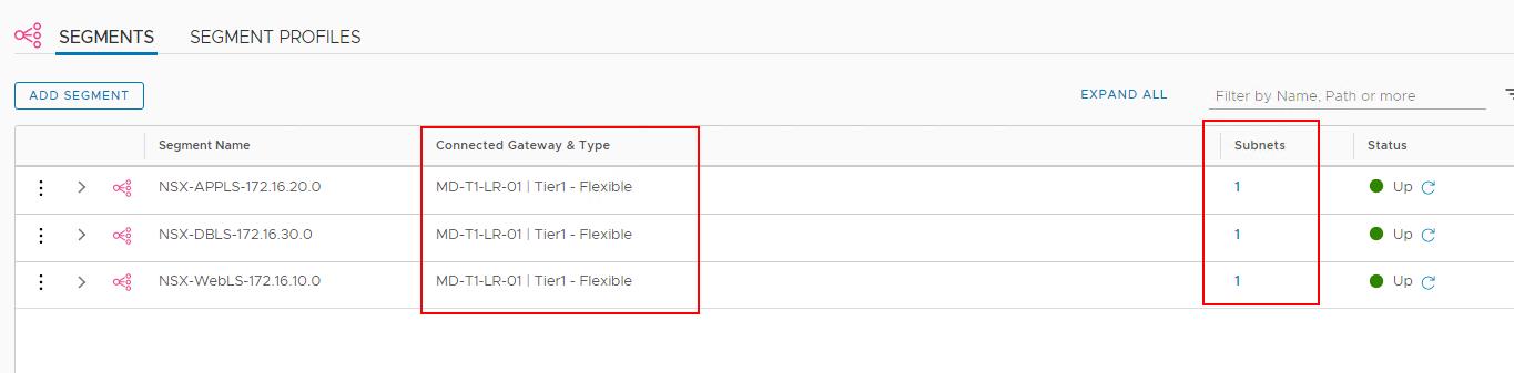 Connect NSX-T Segments with Tier-1 Gateway