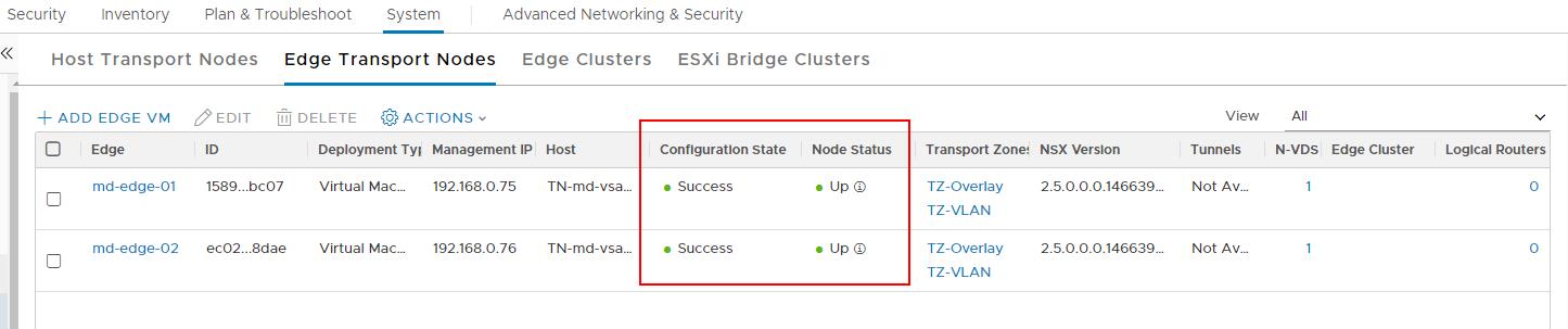 NSX-T Edge cluster Nodes