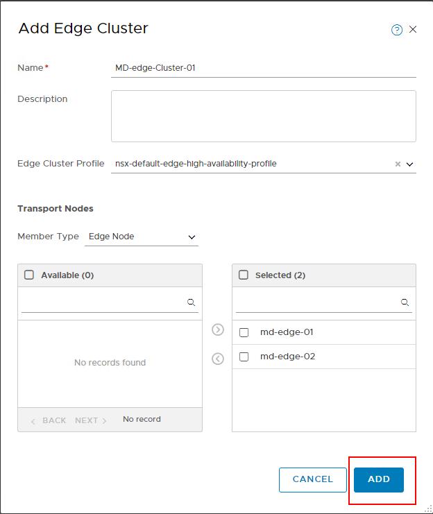 NSX-T Edge cluster nodes