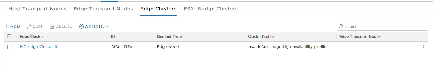 NSX-T Edge cluster details