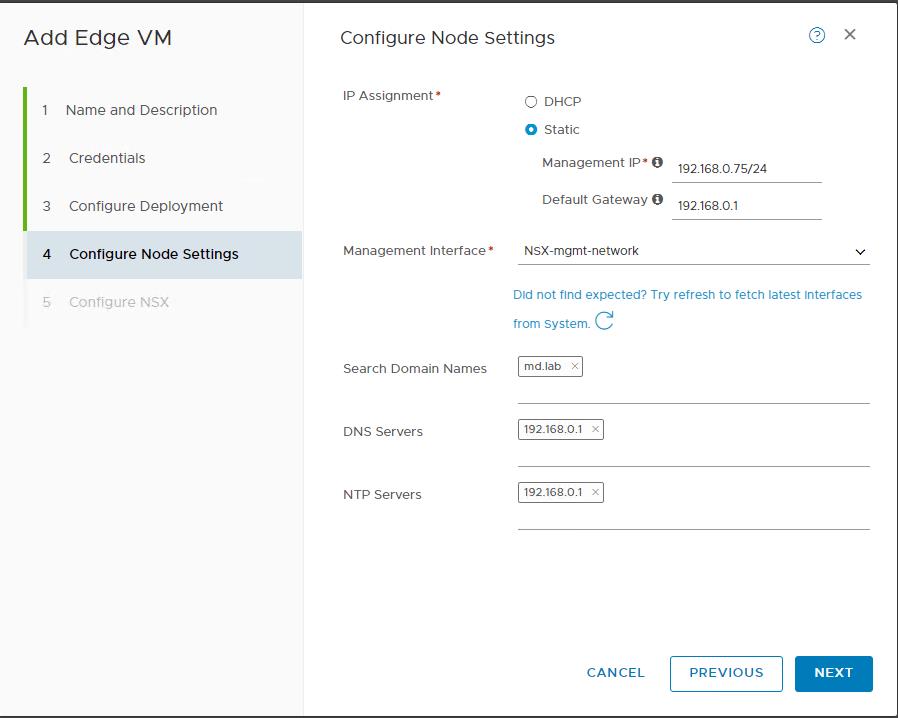 NSX-T Edge IP settings